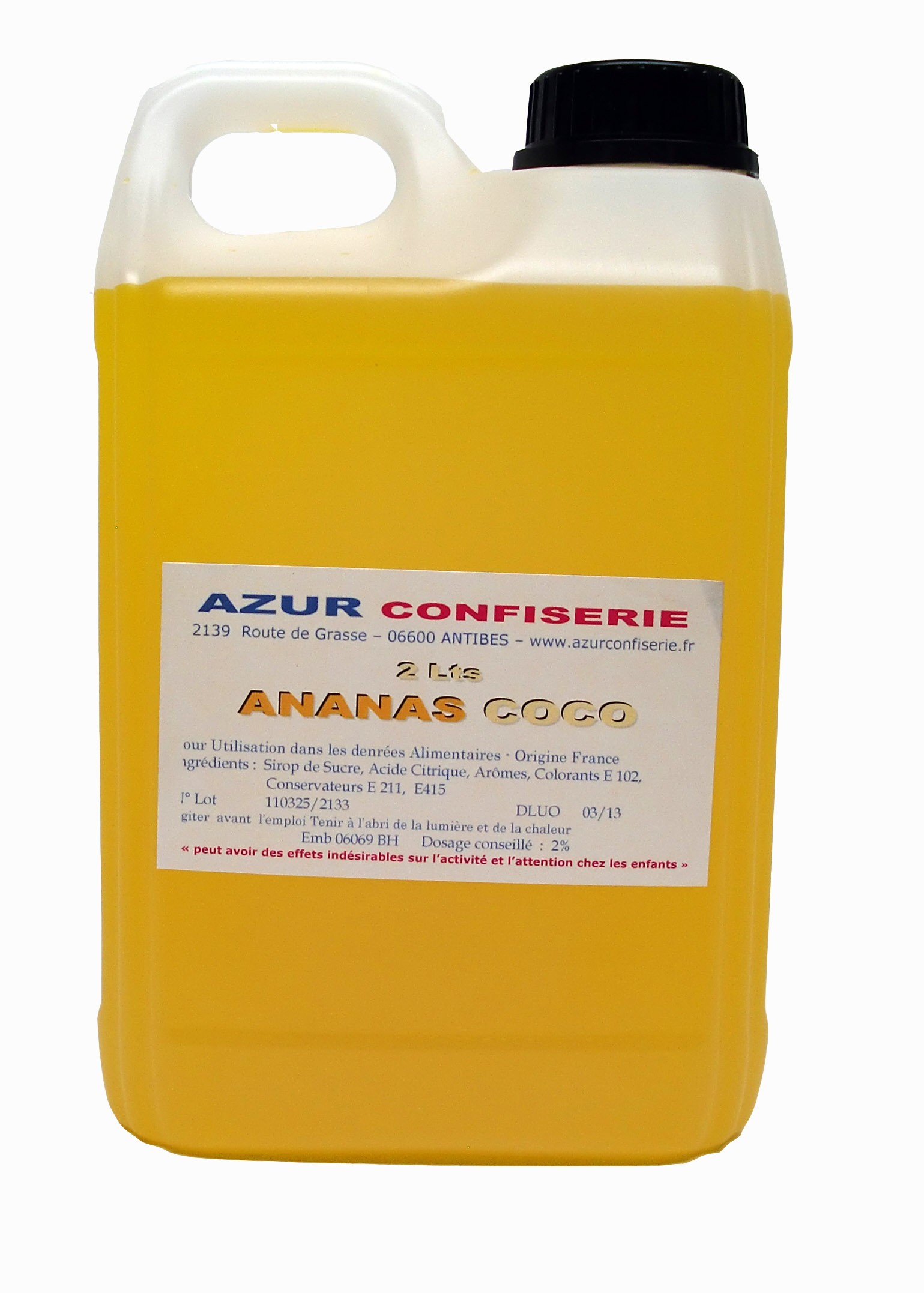 Concentr Ananas-Coco-Pinacolada pour granit 2 Litres - Azur Confiserie