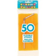 50 Pailles Flexibles Orange