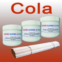 Lot de 3 pots de Sucre barbe à papa Cola 500g + 100 Bâtons