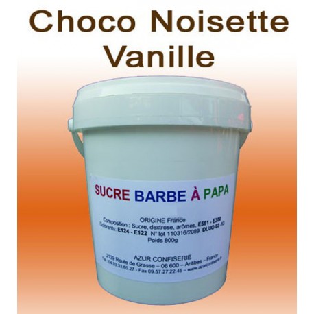 Sucre à barbe à papa Choco-Noisette-Vanille 800g