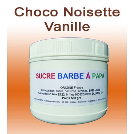 Sucre à barbe à papa Choco-Noisette-Vanille 500g
