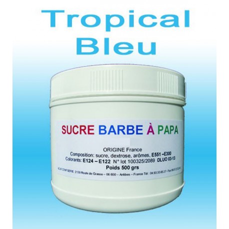 Sucre barbe à papa Tropical Bleu 500g