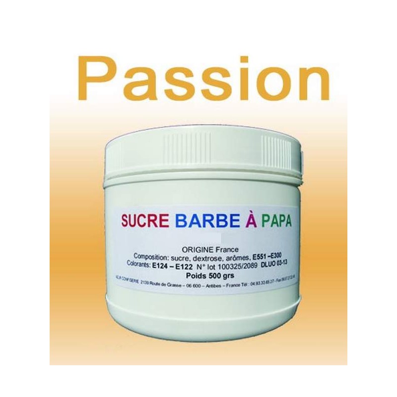 Pack de 5 pots de 500 g de sucre coloré et arômatisé pour barbe à papa