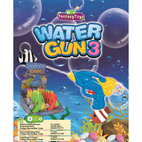 Water Gun 3 Candy x 12 unités