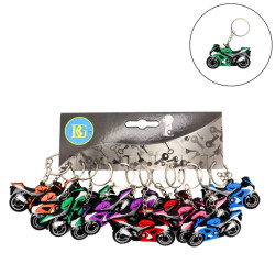 Lot de 12 porte-clés moto