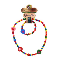 Bijoux Collier + Bracelet Bois 20 cm lot de 48