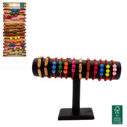 Lot de 12 Bracelets avec perles en bois