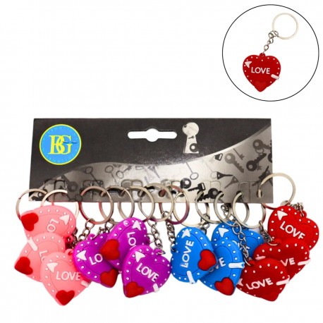 Porte clés coeur flèche 4 cm Lot de 12